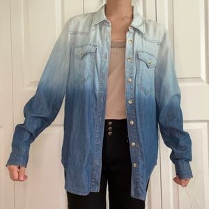 Ombre blue jean shirt jacket